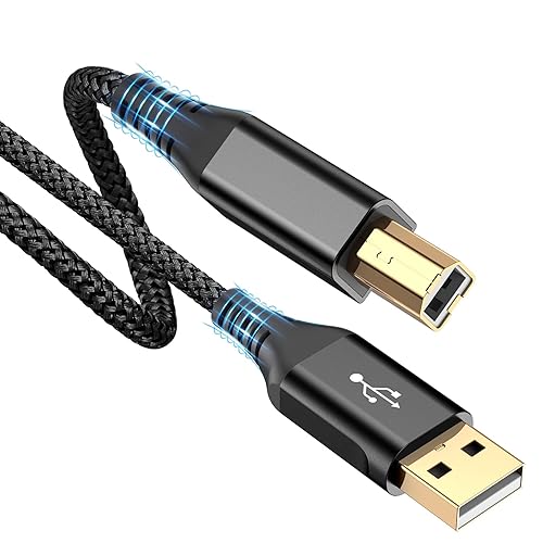 sweguard - Cable de impresora 10 pies, cable USB-A a USB-B, cable de impresora y escáner trenzado de nylon de alta velocidad para HP, Canon, Dell,
