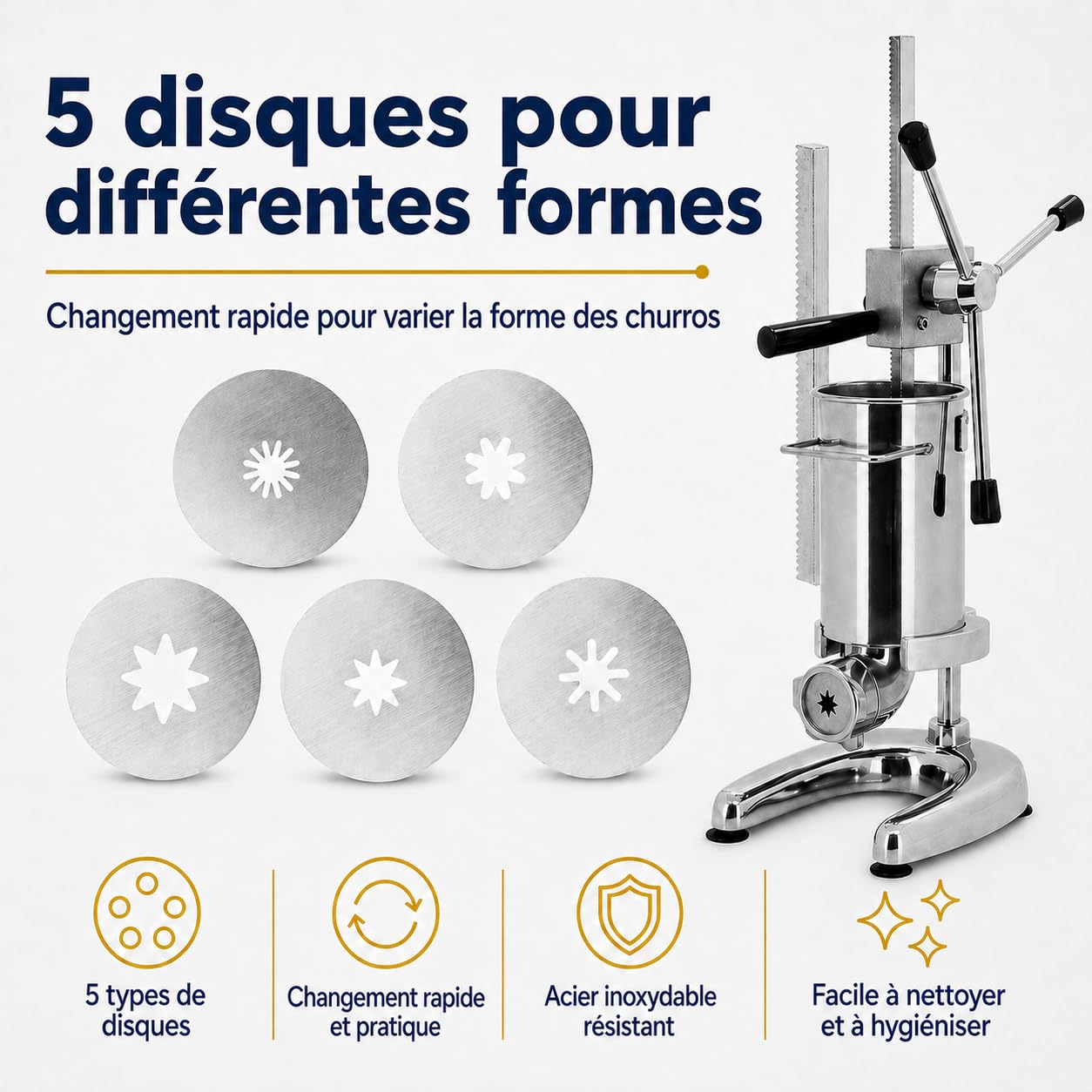 Machine à Churros Manuelle 2L – Churrera Verticale en Acier Inoxydable pour Usage Domestique et Commercial