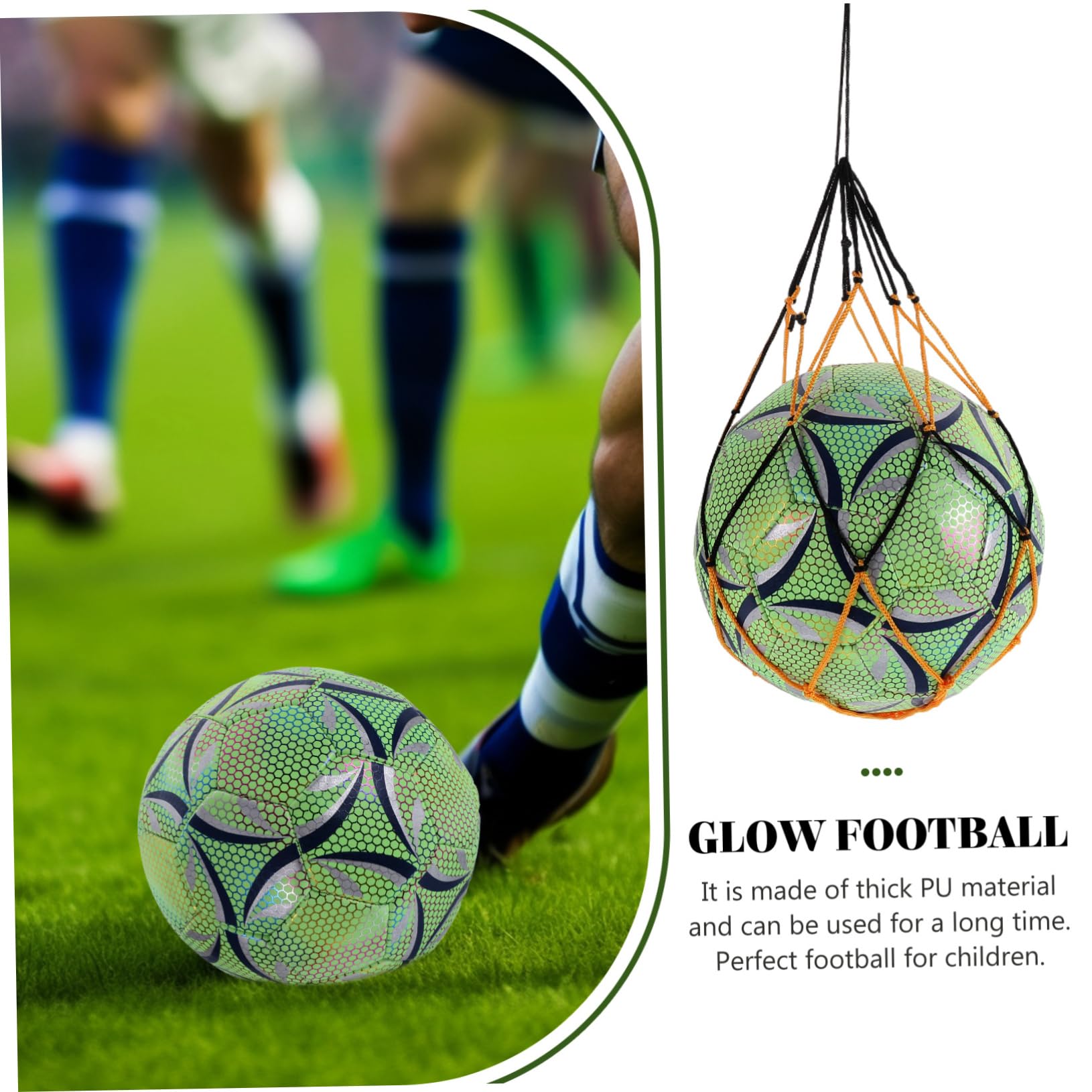 Toddmomy Balón de Fútbol Fluorescente y Reflectante Verde para Entrenamiento, Material PU Resistente, Adecuado para Jugar en Grupo
