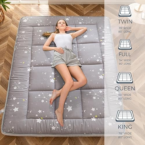 Miniatura 204 de MAXYOYO Colchón tipo futón con estampado floral, acolchado japonés, extra grueso, plegable, transpirable, tumbona para el suelo, cama de invitados