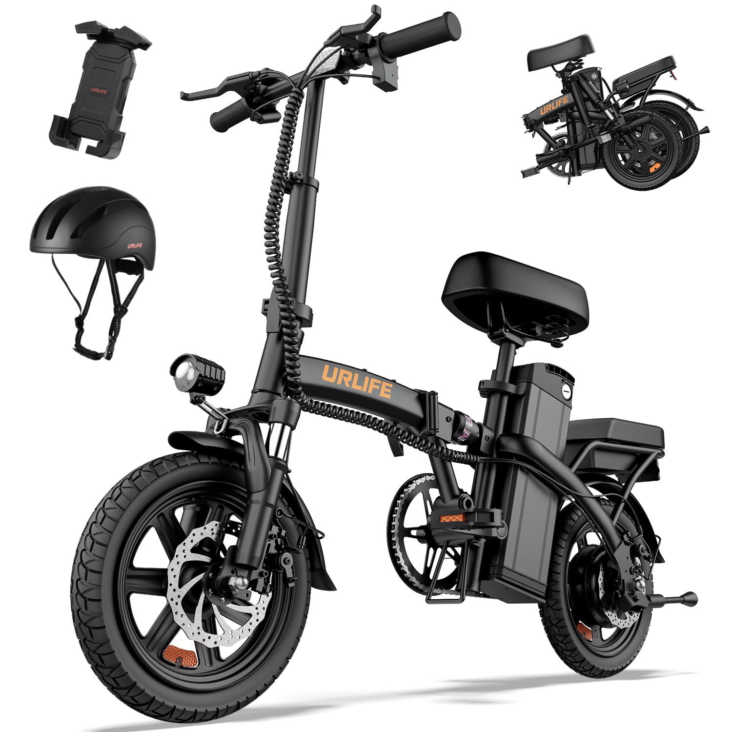 Electric Bike for Adults, 14" Folding Electric Bike, 500W Peak Motor, 48V 375Wh, 20MPH, 40 Miles Long Range, Mini E Bikes for Adults and Teens, UL 2849