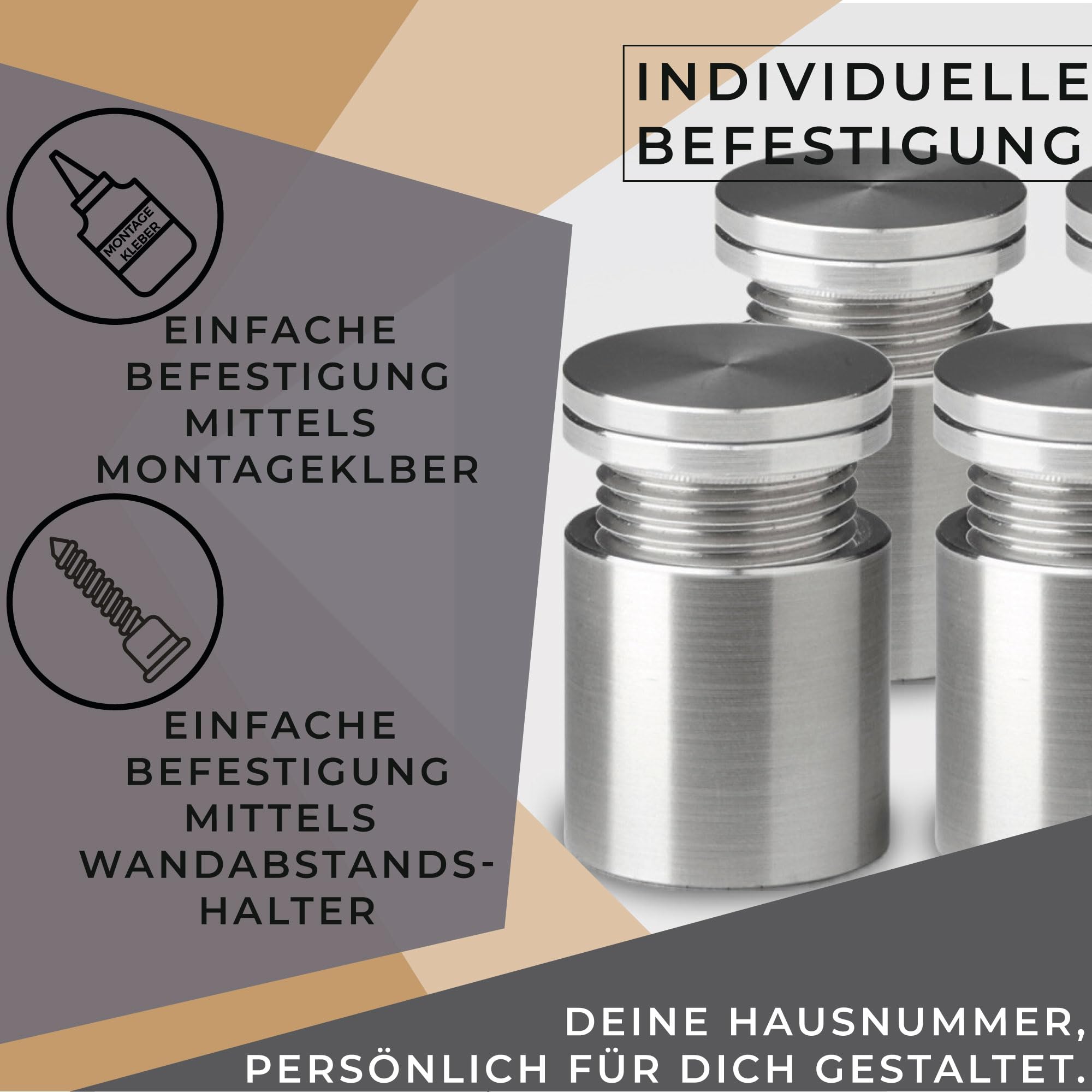 Personalisierte 3D Hausnummer aus Acryl - Moderne Hausnummer mit Abstandshaltern - individuelles Hausnummernschild für Haus, Eingang und Fassade in verschiedenen Größen