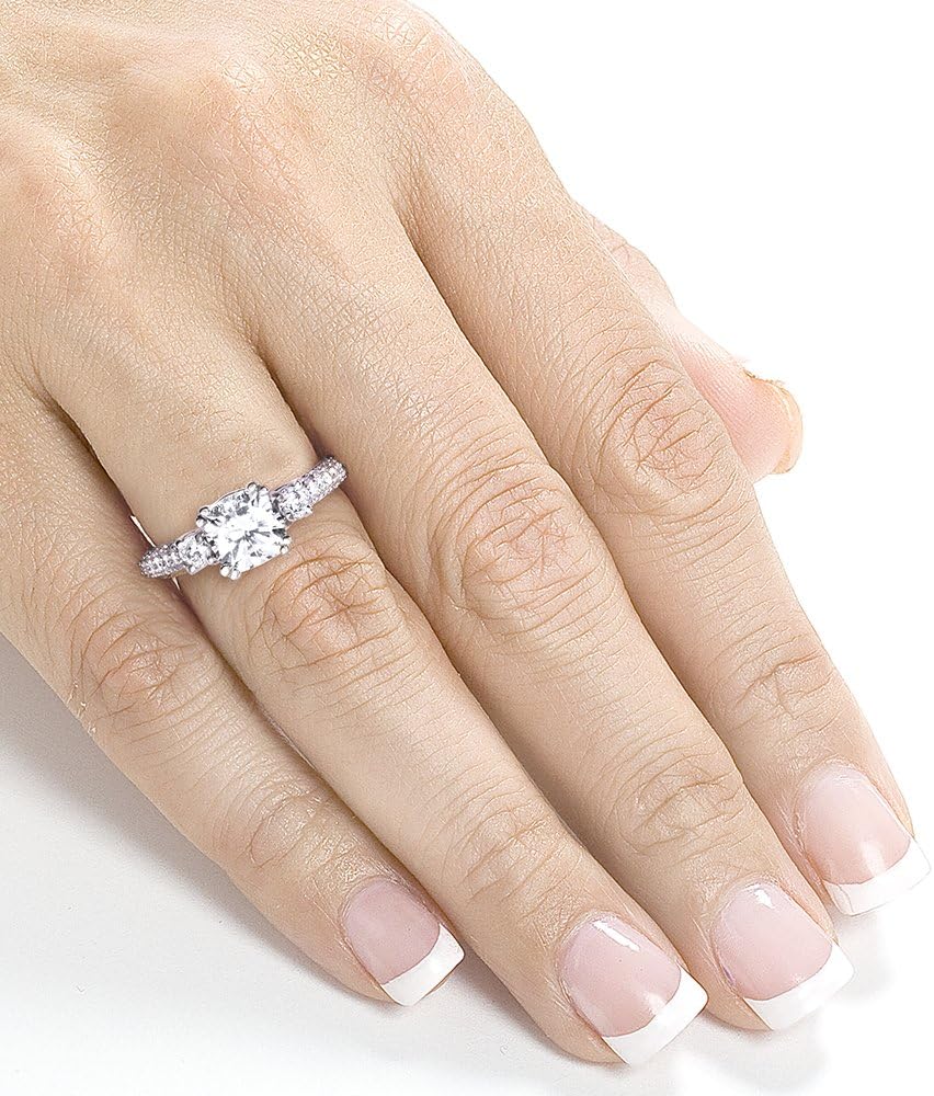 Kobelli Forever One (D-F) Moissanite Engagement Ring 1 3/5 CTW 14k White Gold