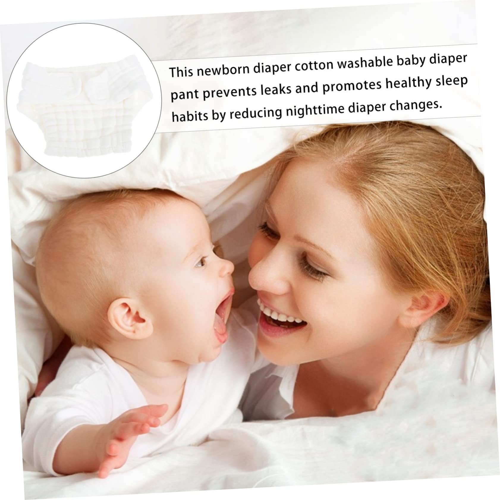 Ipetboom White Newborn Diapers 5 Pack of Washable Diaper Pants Cotton Diaper Cover Dry Comfortable for Babies