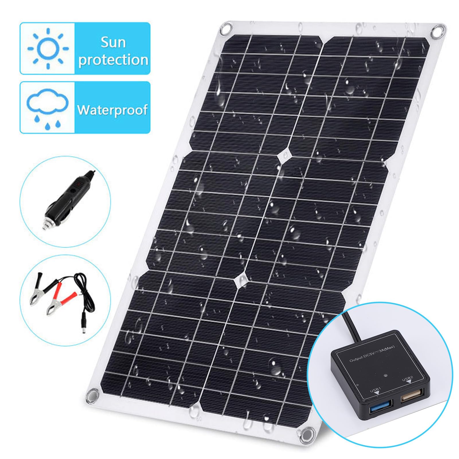 Fafeicy Kit per Pannelli per Animali Domestici da 20 W Kit di Pannello Solare USB -Parte USB Resistente