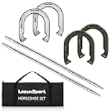 Heavy-Duty Horseshoe Outside Game Set with 4 Forged Steel Horseshoes，2 Steel Stakes and 1 Carrying Bag,Regulation Size Horseshoes Game Set for Outdoor Lawn, Beach, Backyard
