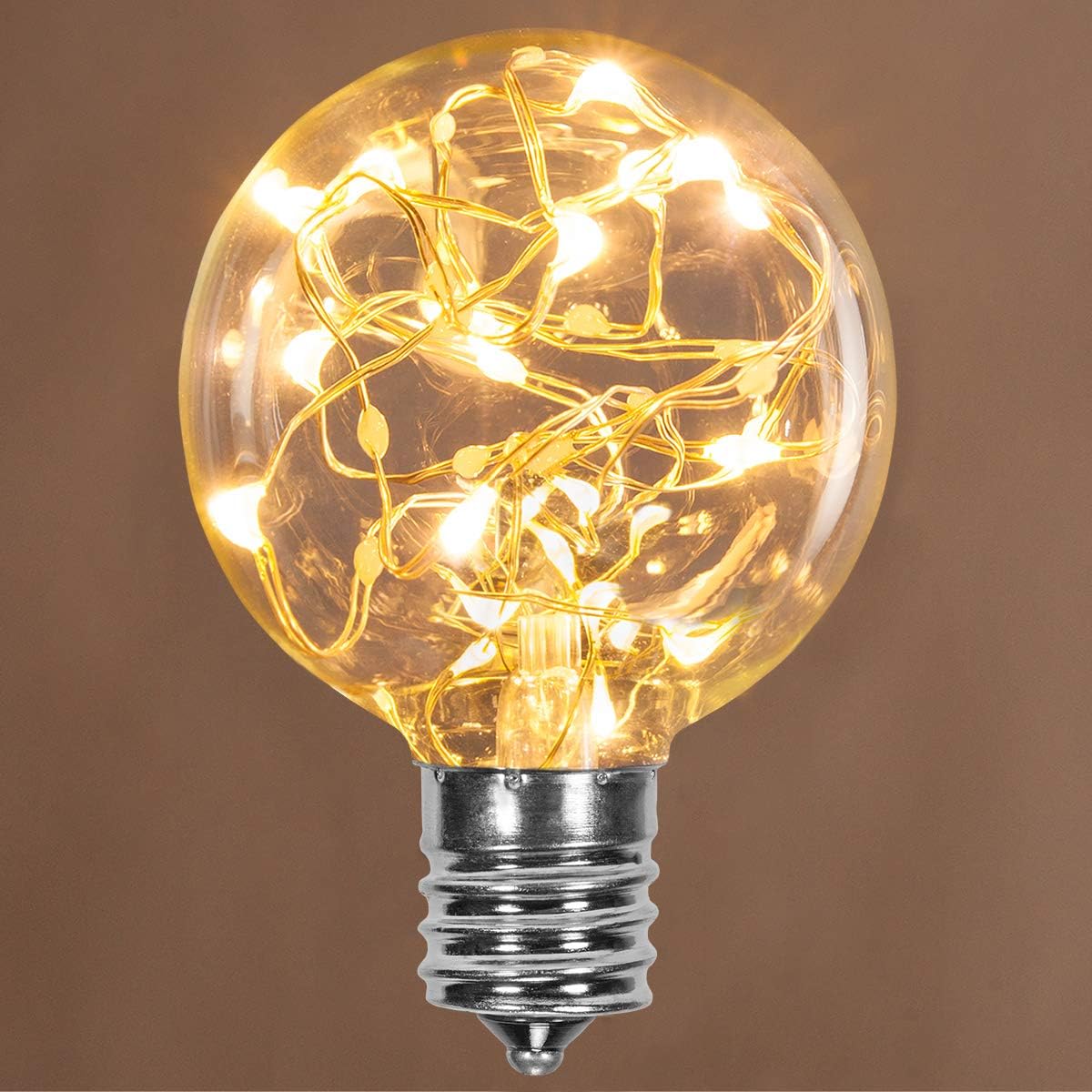 LEDimagine Fairy String Light - LED Globe Fairy Light Pendant Bulb (Warm White, 5-Pack G50 Bulbs, E17 Base)