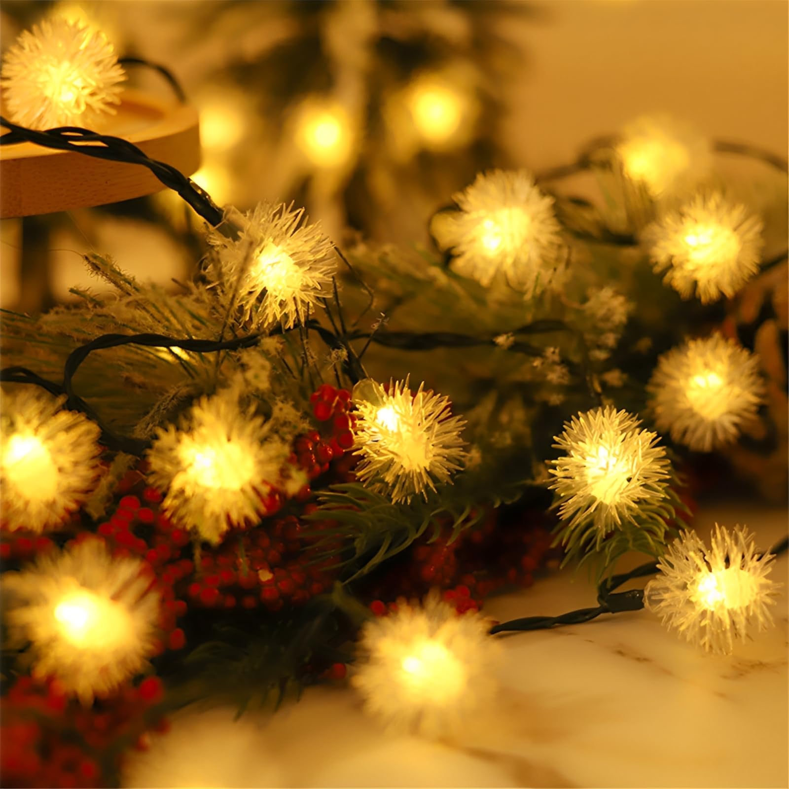 FANSU LED Garden Lights, Dandelion Shape 8 Modes Indoor/Outdoor Solar String Lights, Solar Lights Outdoor Garden, for Patio Yard Home Christmas Parties Wedding Decorations (Warm White,5M/20LED)