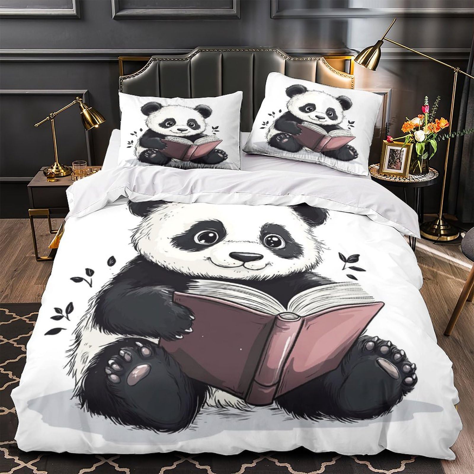 Housse de couette panda lit double, un cadeau doux pour ado