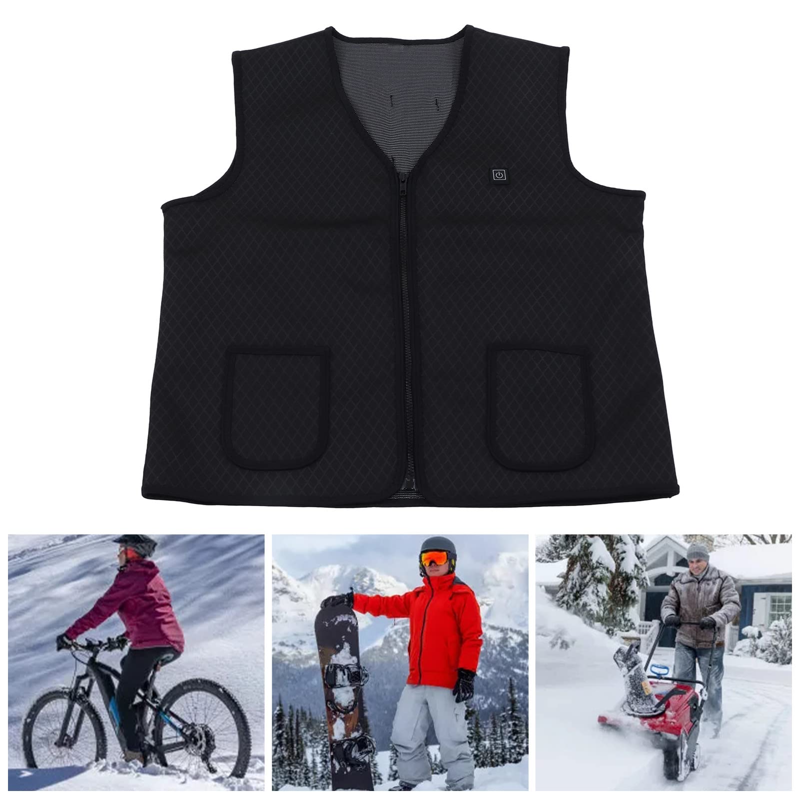 Haofy Gilet Riscaldato, Gilet Elettrico con Scollo a V 3 Temperatura Regolabile Tessuto da Immersione Equitazione all'aperto per Ufficio (XL)