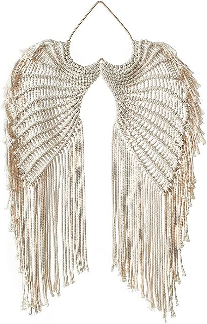 Angels Wing Wall Hanging Tapestry Dream Catcher Woven Boho Handmade Art Macrame Decoration Tapestry Room Ornaments Craft Gifts Home Bedroom Bohemian Decor 44 x 68 CM