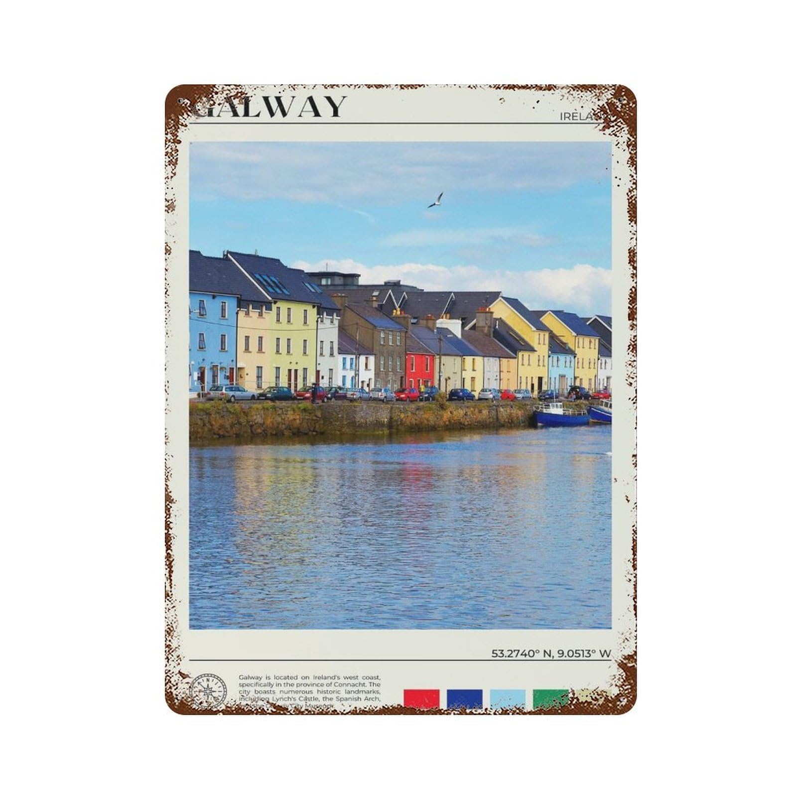 xiaoxiaoshen Real Photo Galway Decor Ireland Wall Decor Art Metal Tin Poster Modern Home Decor Art Home Bar Shop Decorations Vintage Sign 40x30cm