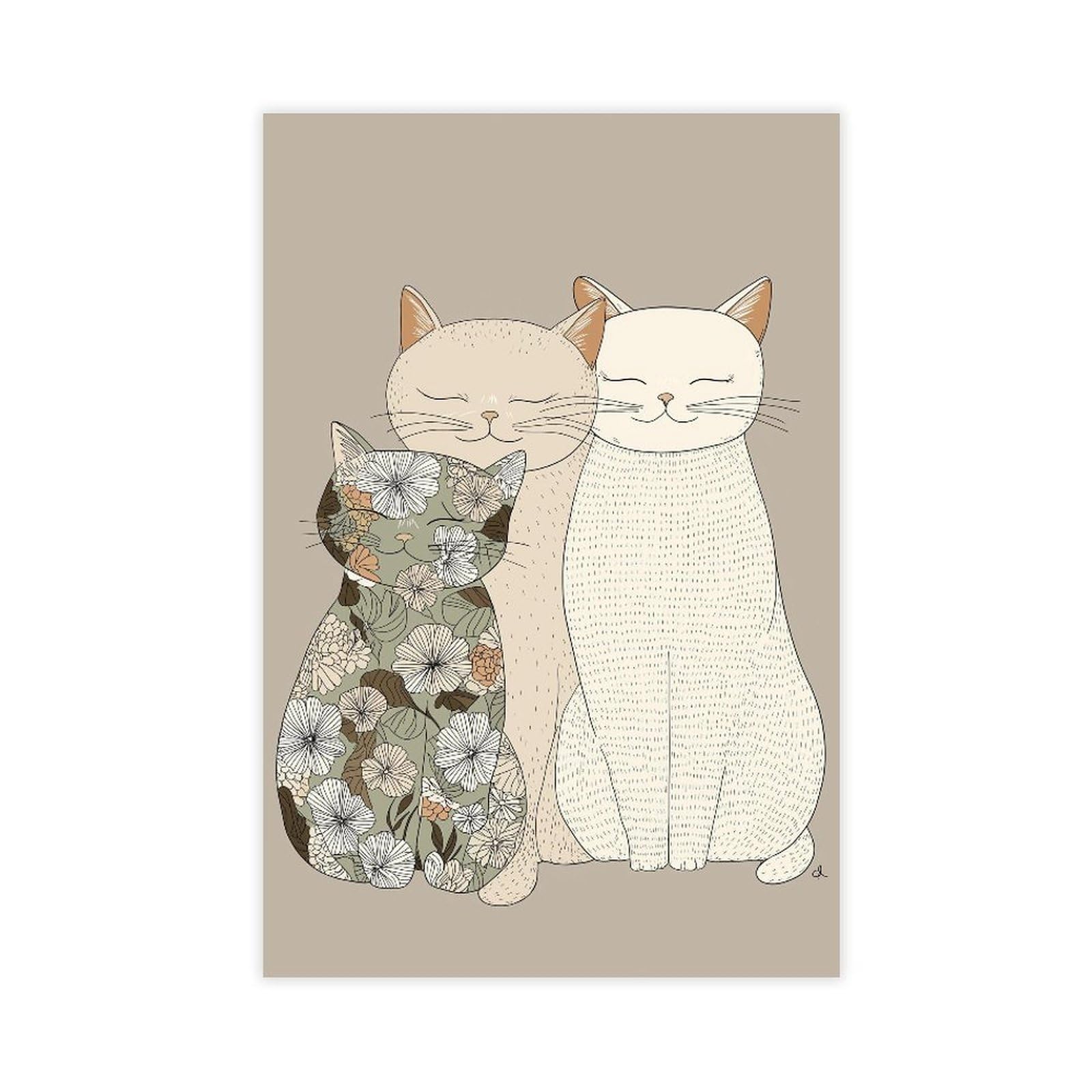 MRYCQ Cute Cat Family Poster Canvas Poster for Living Room Decor Gift