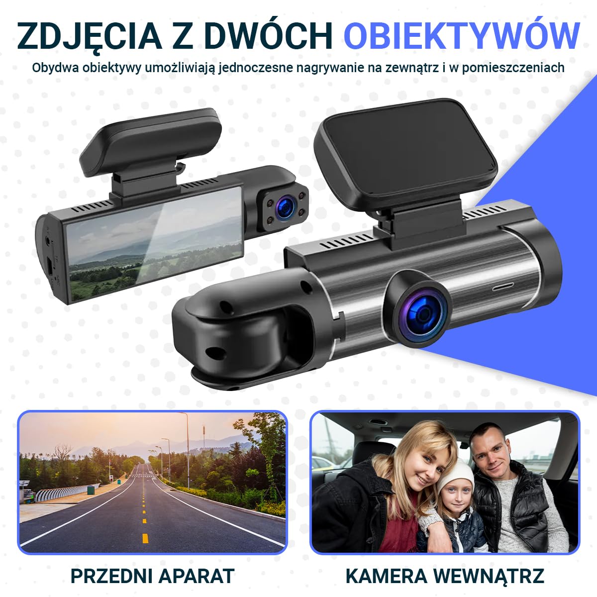Fleau Tech Dashcam do samochodu - Zawiera WIFI i aplikację - Rejestrator jazdy z podwójnym obiektywem - Detekcja ruchu i tryb parkowania - Czujnik G - Full HD - Obiektyw szerokokątny 170°