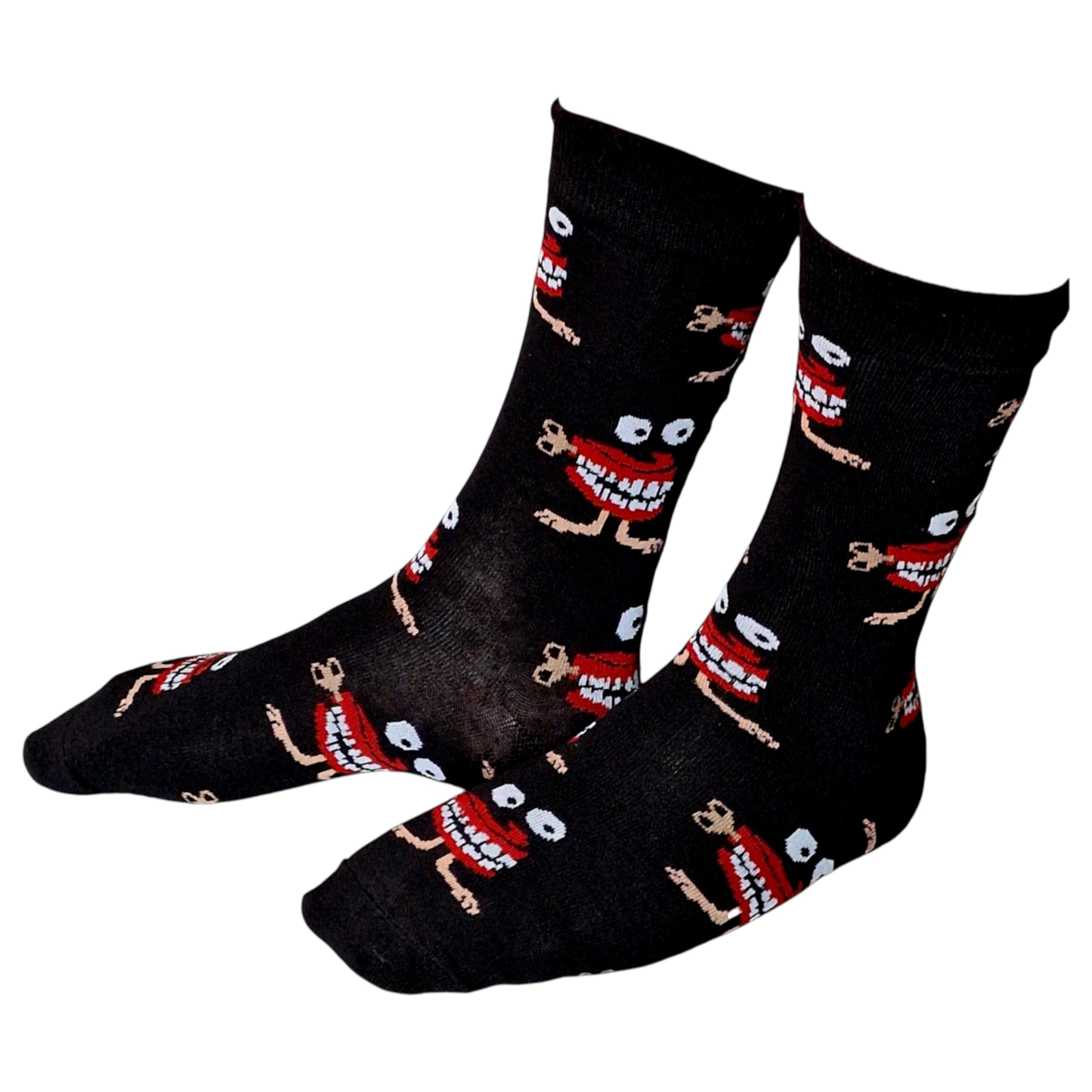 Sock Shack Men's Black Chattering False Teeth Clockwork Dental Dentist Socks One Pair