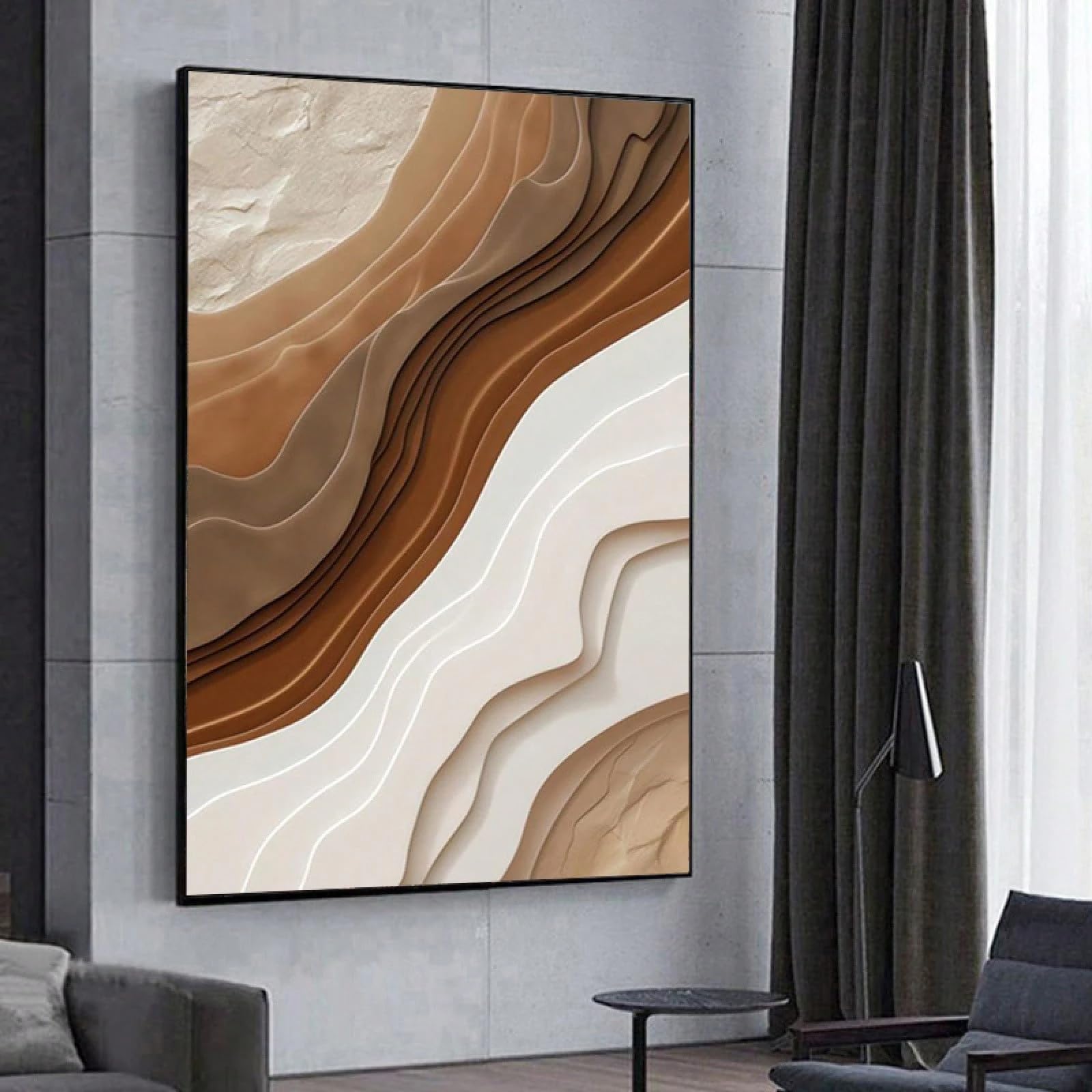 Jianghu Art Tableau abstrait texturé sur toile, affiche encadrée, décoration murale à accrocher directement (70 x 110 cm (28 x 43 pouces)