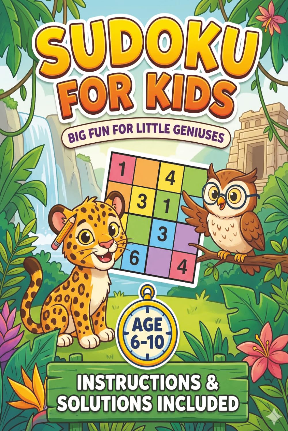 SUDOKU FOR KIDS: Sudoku Puzzles for kids, Big fun for little geniuses, 6x9 inches, 110 pages, 50+ puzzles, Solutions included