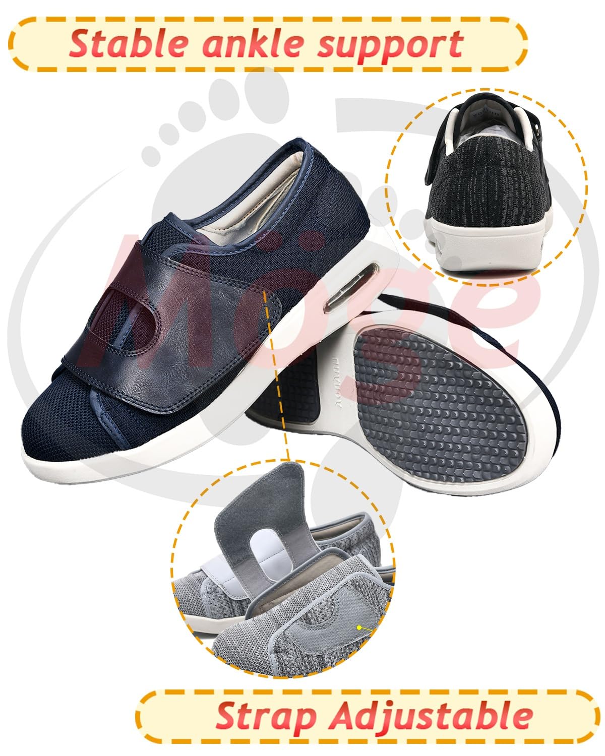 Zapatos para diabéticos para Pies Hinchados Obesos para Hombres Mujere Ortopédicos para Ancianos Zapatillas ortopedicas Mujer Anchos
