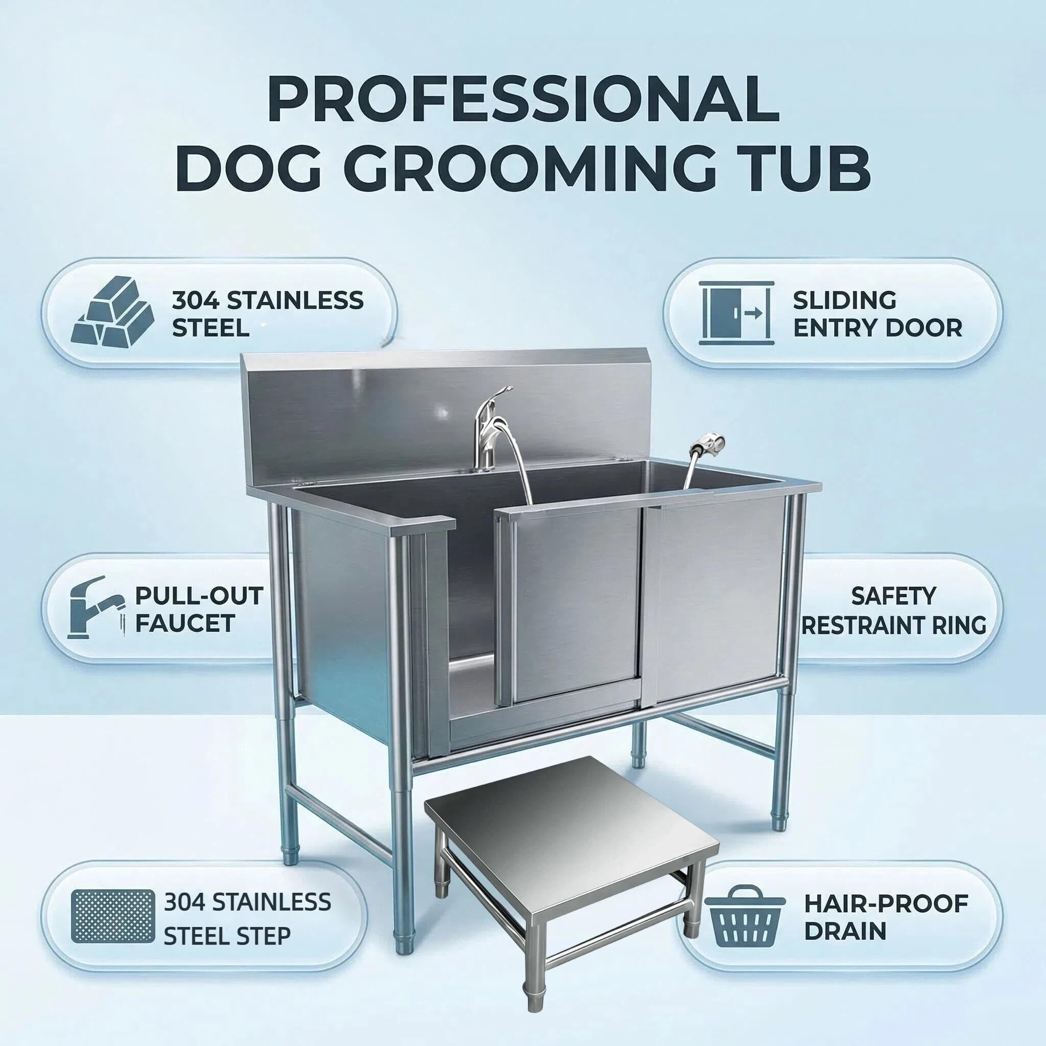 Salone Di Toelettatura Per Animali,vasca Per Toelettatura Per Cani,vasca Da Bagno Per Cani,lavello Per La Casa,stazione Di Lavaggio Per Cani E Gatti Taglia In Acciaio Inossidabile Cani Grande