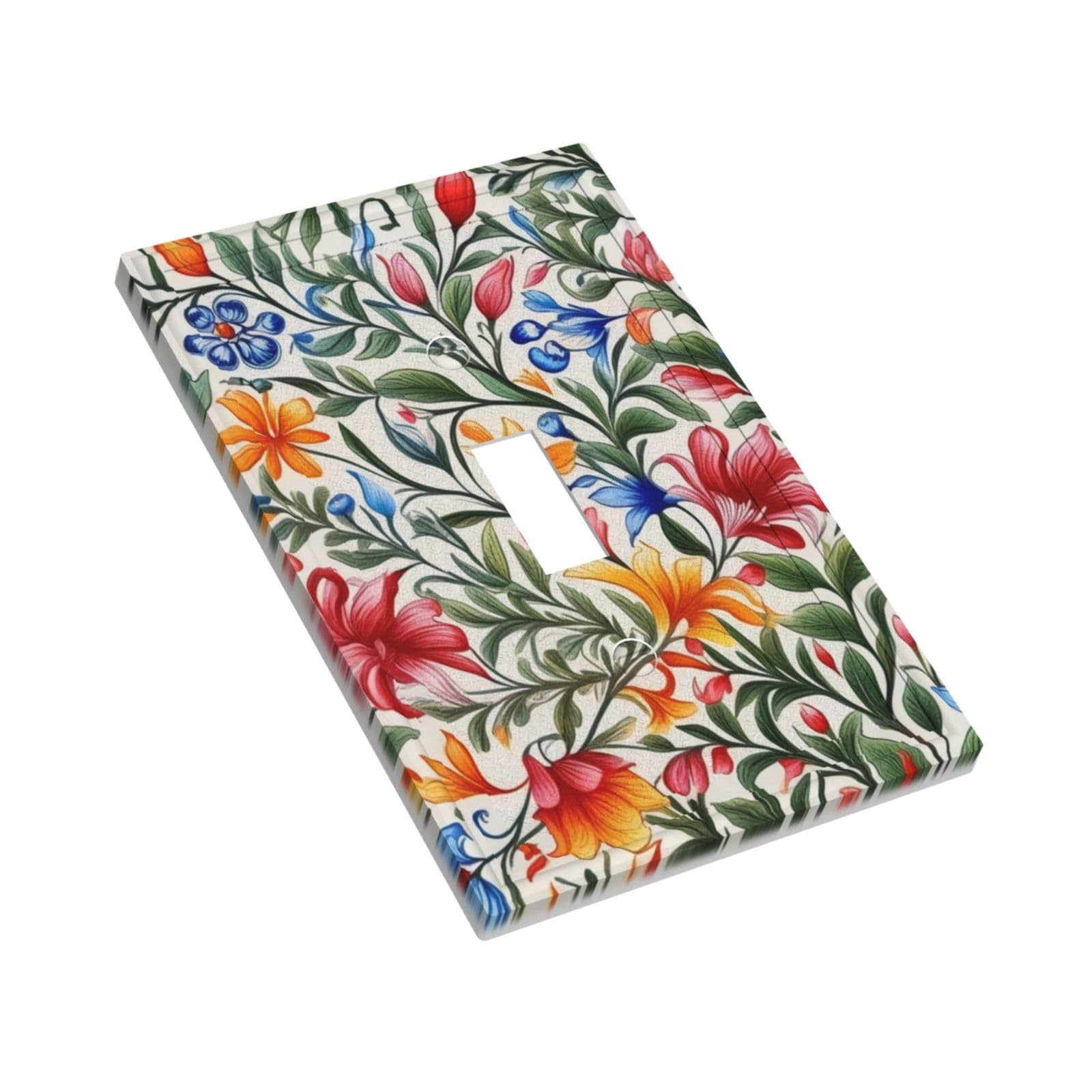 Cubiertas decorativas para interruptores de luz, diseño de flores abstractas rojas morris, placa de pared de un solo toque, cubierta de interruptor eléctrico