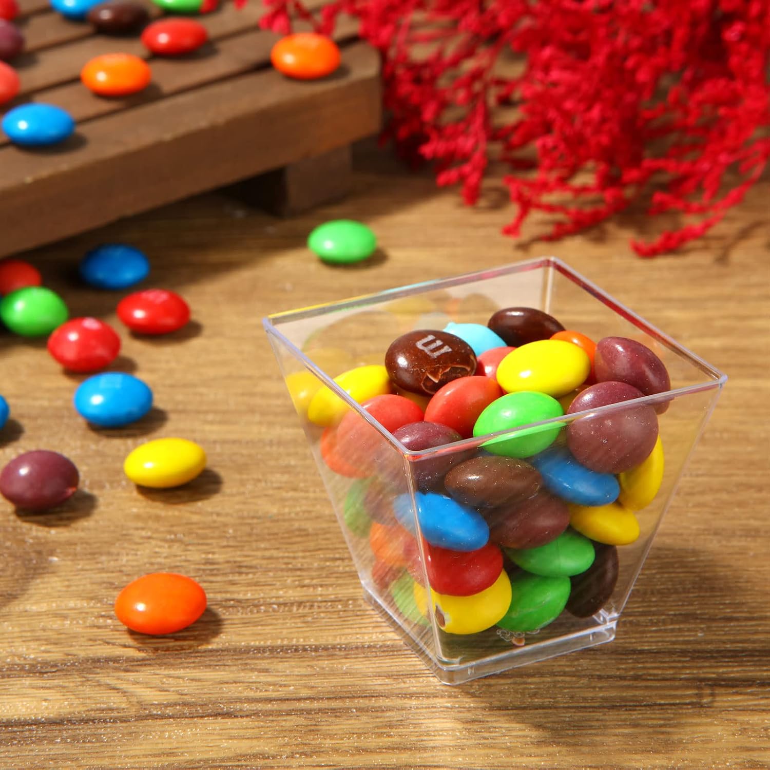 100 Pack 2oz Mini Dessert Cups with Spoons and Lids, Plastic Clear Parfait Cups with Lids, Reusable Serving Bowl Shooter Cups for Party Pudding Fruit and Ice Cream Appetizer
