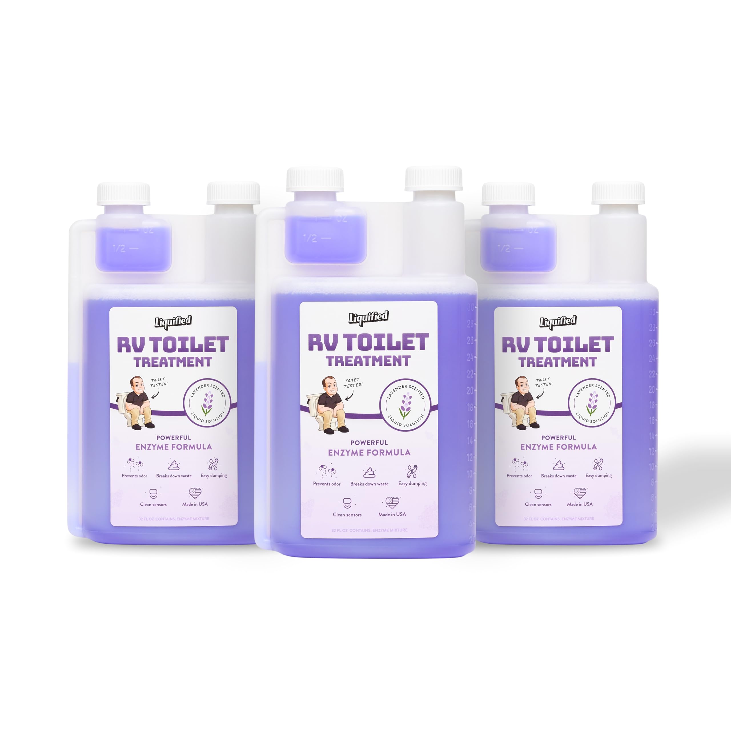 Liquified RV Toilet Treatment Bundle- Black Holding Tank Digester - Odor Eliminator - Lavender Scent - Matts RV Reviews (Lavender, 32oz, 3 Pack)