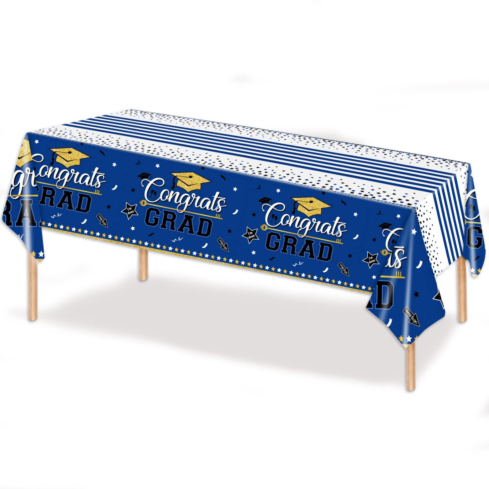Hdkean Blue Graduation Tablecloth 54"X108" Congrats Graduation Party Tablecover Decoration Class Of 2023 Rectangle Table Cloths