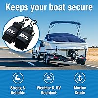 Vista 2 de Boat Tie Down Straps to Trailer, 2 Inch x 48 Inch Marine Grade Transom Straps, Heavy Duty Manual Buckle Clasp, Short, Boat Tie Downs for Trailer
