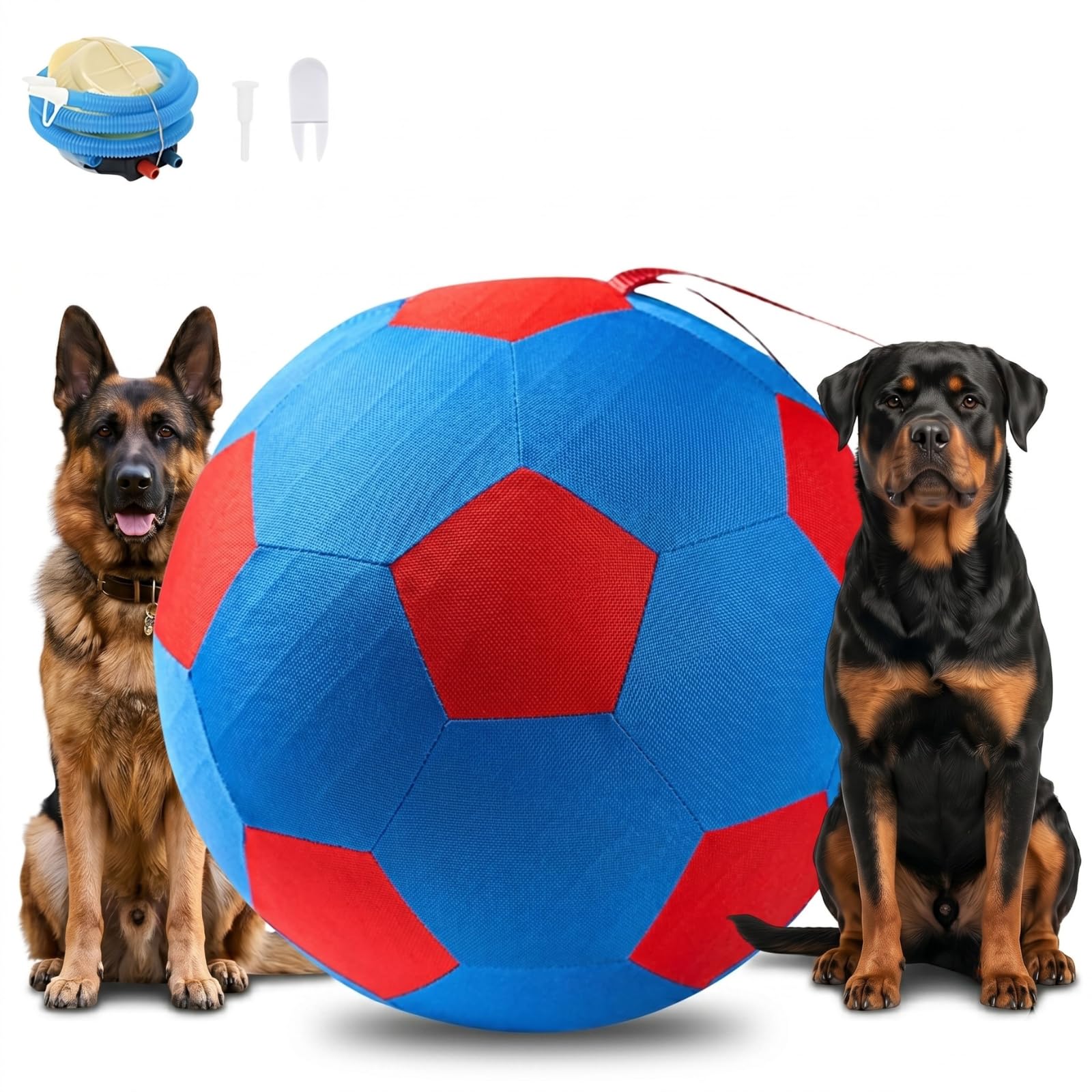 Herding Ball for Dogs, Large Inflatable Pet Toy Tear, Resistant Puppy Soccer with Handle Outdoor Training Equipment for Border Collies Courtyards and Pools (Red_45cm)