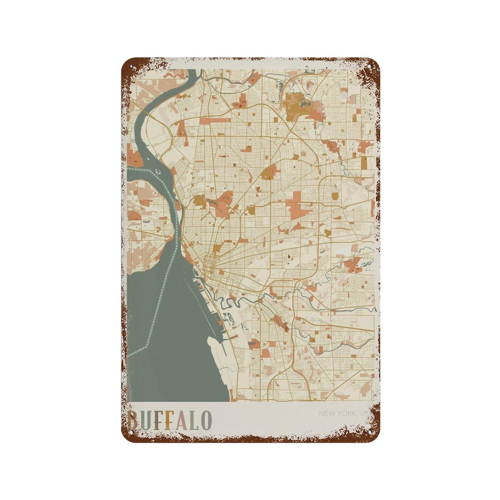 xiaoxiaoshen Buffalo Map New York Travel Gift Boho (2) Wall Decor Art Metal Tin Poster Modern Home Decor Art Home Bar Shop Decorations Vintage Sign 30x20cm