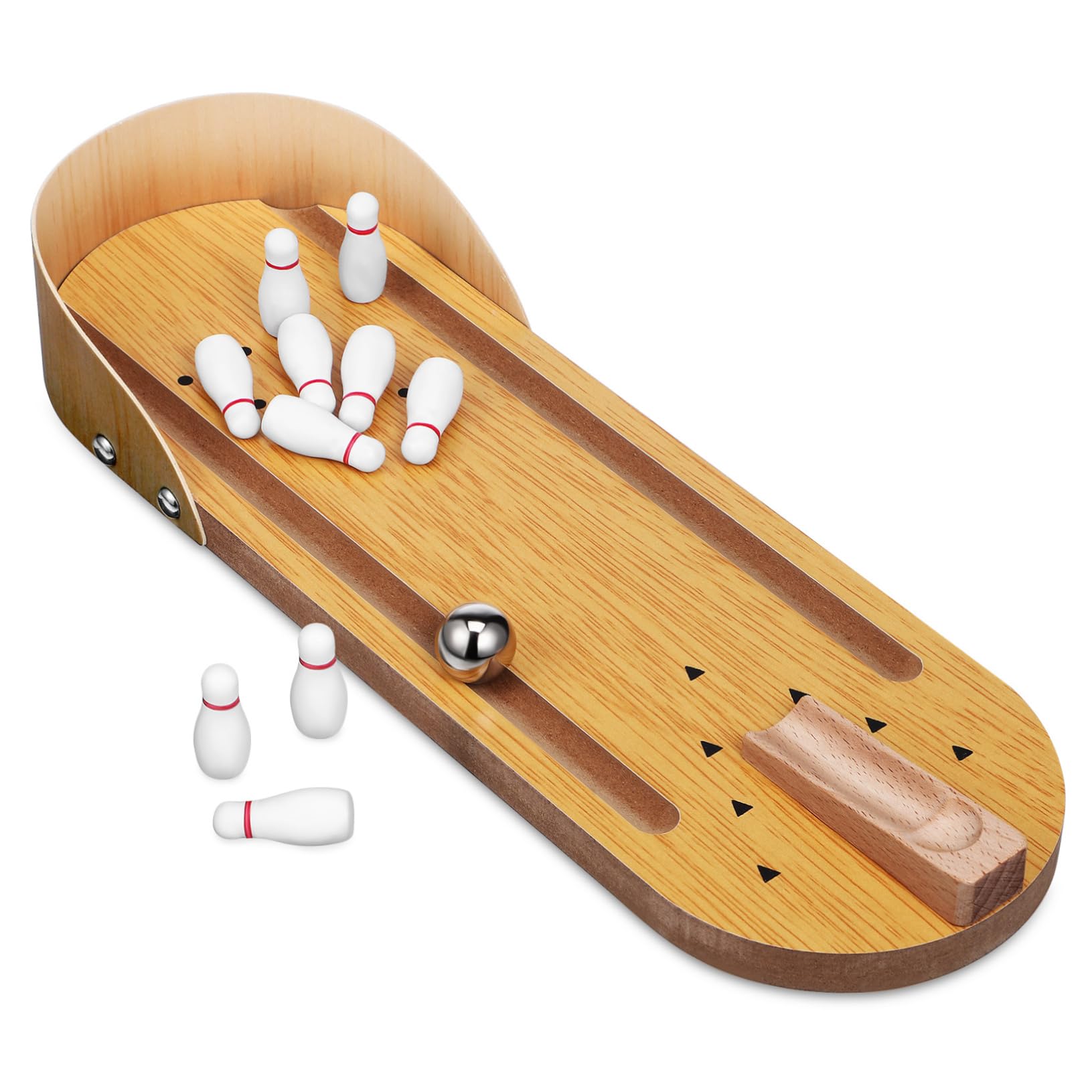Yardwe 1 Set Set Wooden Tabletop Bowling Bowling Game Mini Bowling Table Game Indoor Bowling Ball