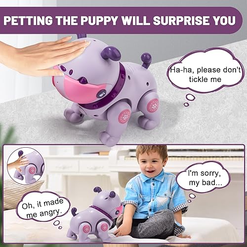 Miniatura 3 de Zreswap Robot Pets juguete para niñas y niños pequeños, juguete de control remoto para perros con interacción táctil, grabable, modo de música