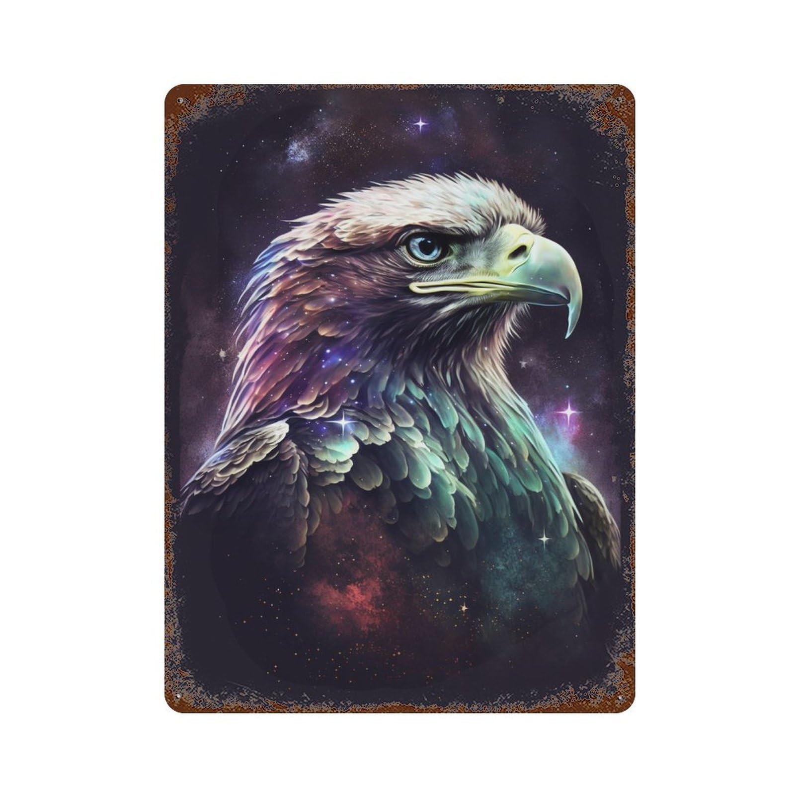 Eagle Fantasy Art Print-9 15.7"x11.8" Aged Metal Wall Plaque, Vintage Wall Decor for Basement, Hobby Room And Garage Decor