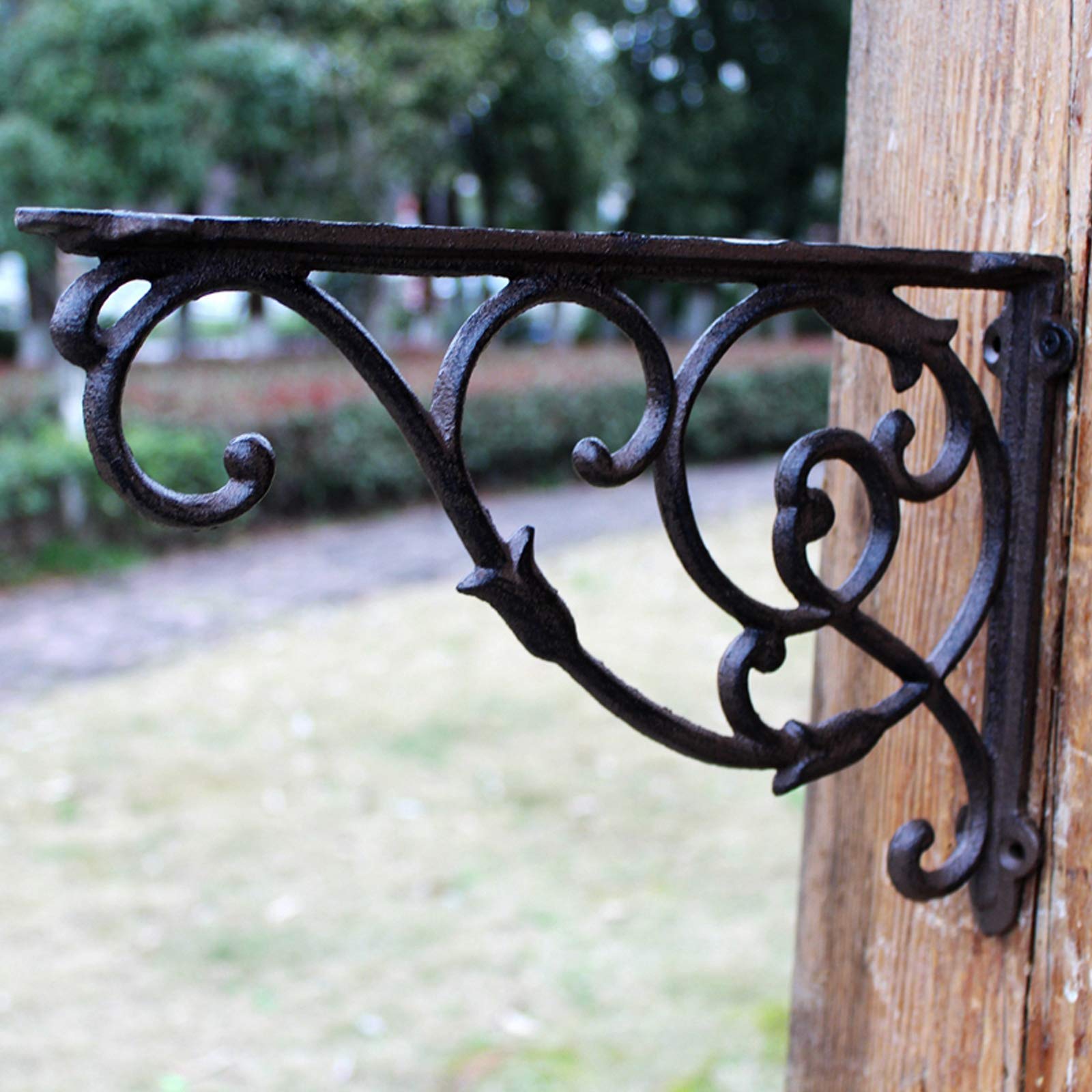 Hierro Shelf Brackets,Vintage Antique Style Pared Escuadras de Metal,Ángulo de 90 Grados para Diy Estantes de Tablero Flotante,Negro Hardware Incluido,1 Par