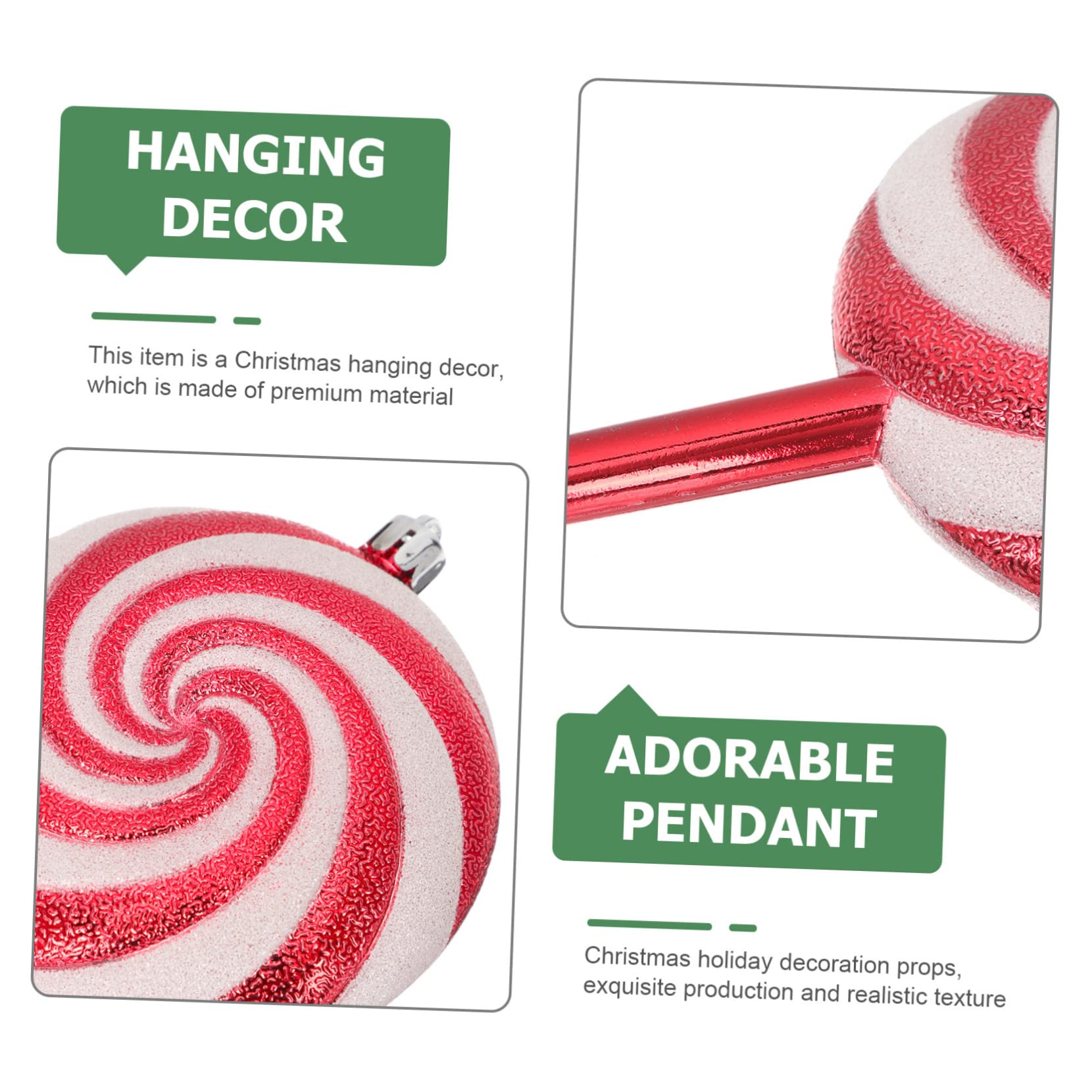 TOPBATHY 12 Pz Decorazioni Di Caramelle Natalizie Finti Bastoncini Di Zucchero Appesi Caramelle Appese Di Natale Ciondolo Lecca-lecca Albero Di Natale Ornamento Di Caramelle Rosso Plastica