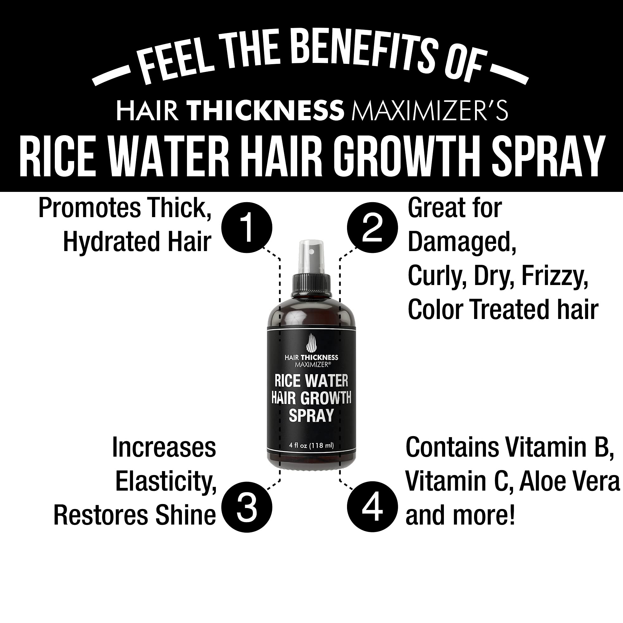 Rice Water Hair Growth Spray. Vegan Hair Thickening Moisturizing