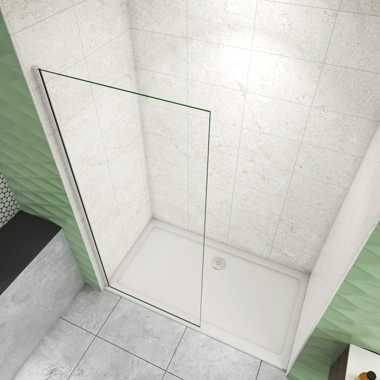 50x200 cm Box Doccia Walk In Parete Fissa in Vetro Temperato da 10 mm Trasparente Anticalcare Telaio Cromato Lucido