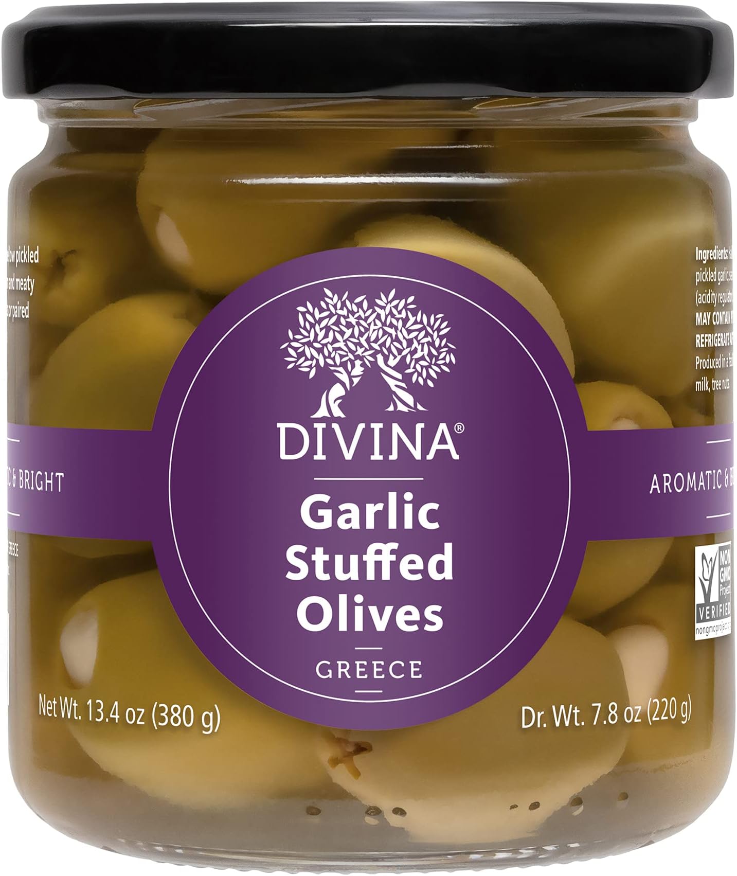 DIVINA All-Natural Garlic-Stuffed Olives, 13.4 Ounce