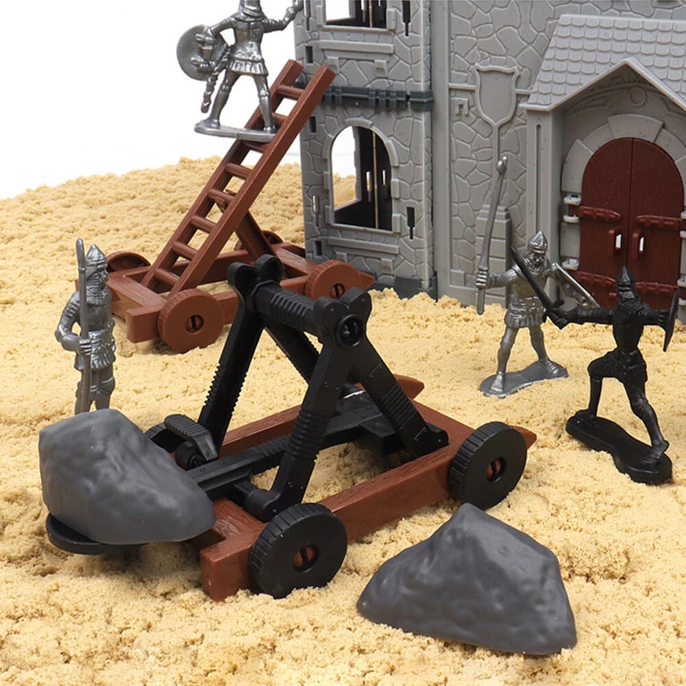Asudaro Modelo de juguete de caballero romano antiguo DIY modelo de juguete medieval en miniatura incluyendo castillo carro soldado figura medieval caballero plástico figura de acción castillo playset