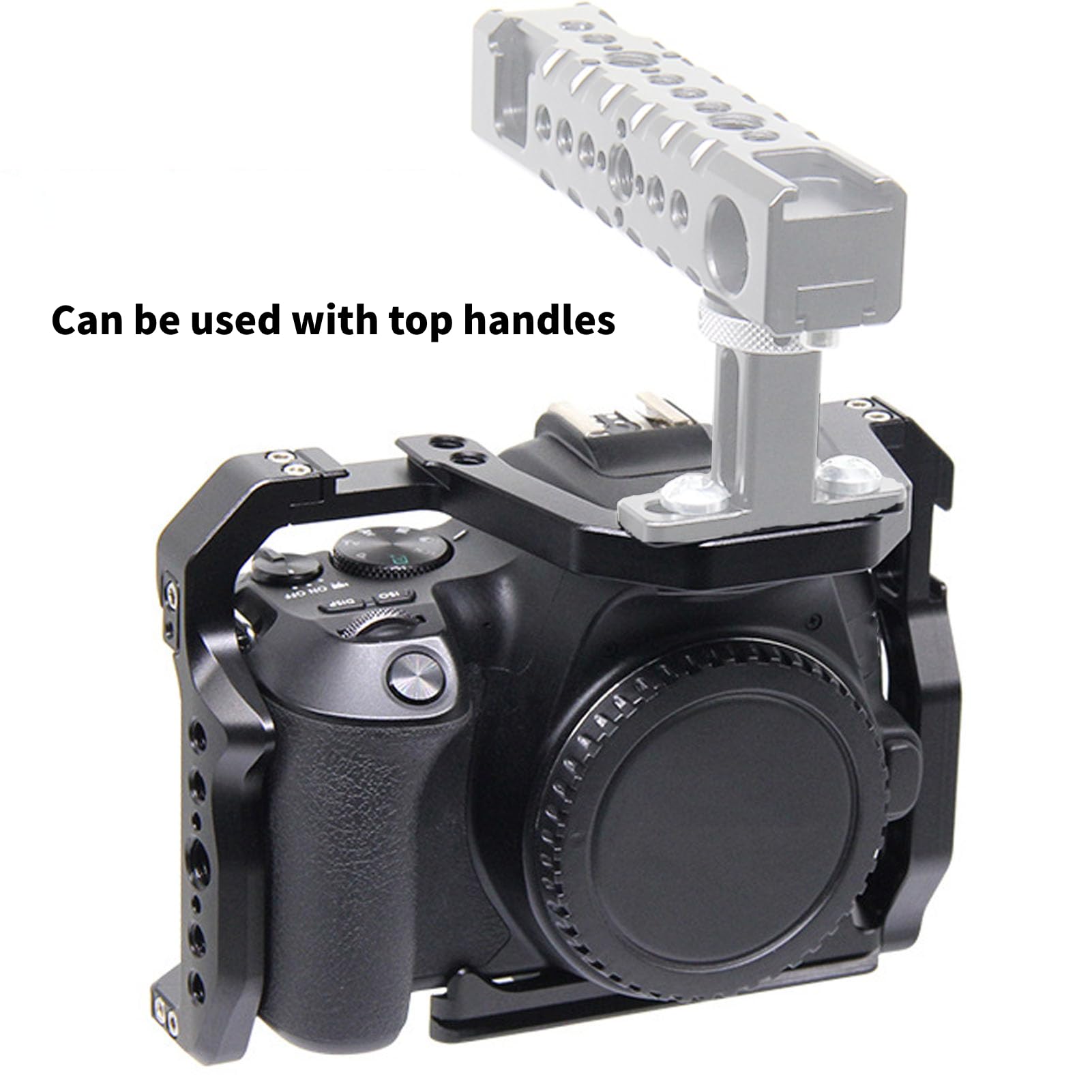 Jaula para Cámara, Jaula de Vídeo para Cámara de Aleación de Aluminio, Estabilizador de Cámara con Zapata Fría, Roscas de 1/4 pulg. 3/8 pulg., Apto para Cámaras DSLR 200D 200DII