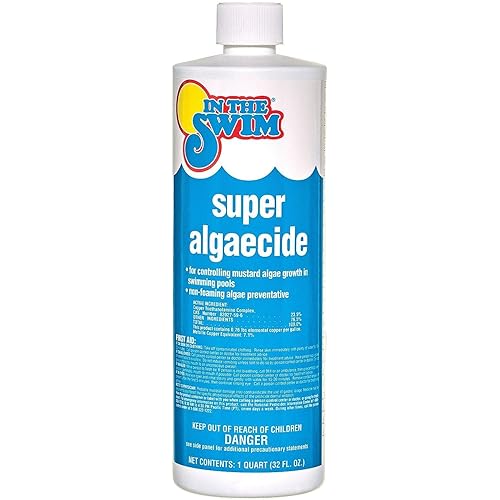 In The Swim Super Algaecide for Above Ground or Inground Swimming Pools – Low Odor, Non-Foaming Preventative for Yellow/Mustard Algae in Swimming Pools - 7.1% Chelated Copper – 1 Quart