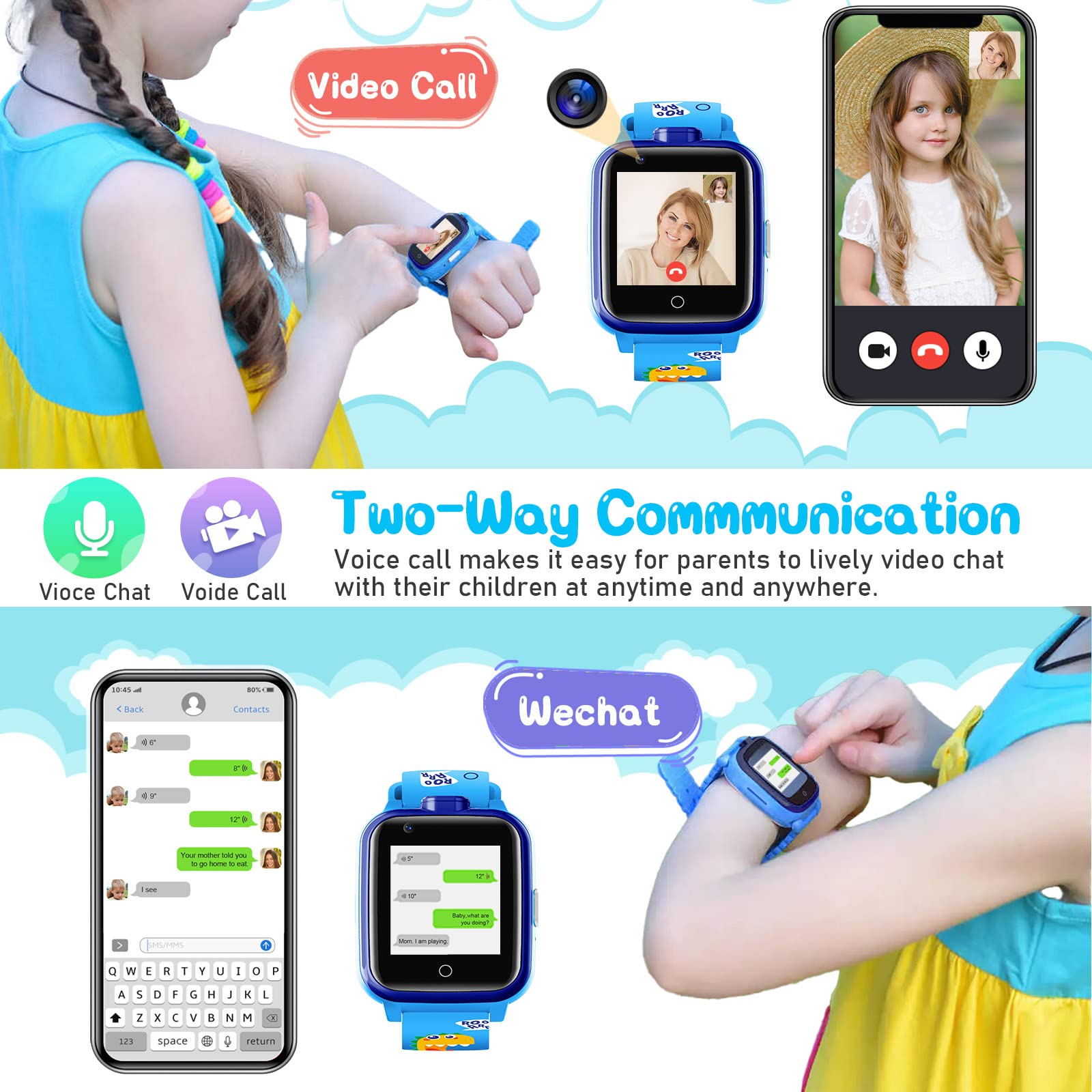 Smartwatch 4G Per Bambini Mingfuxin – GPS, Videochiamate, SOS, Impermeabile, Modalità Scuola
