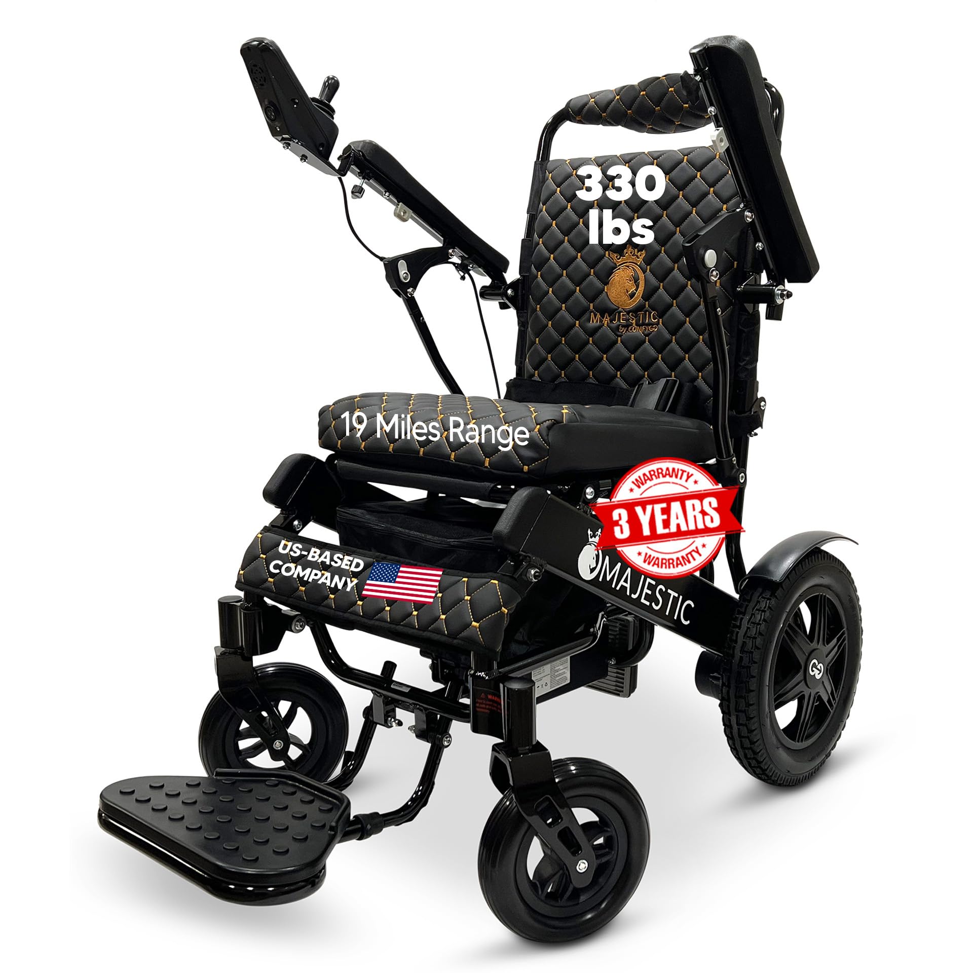 Electric Wheelchairs for Adults, Lightweight Foldable Electric Wheelchair for Seniors, 19 Miles Long Range & 20