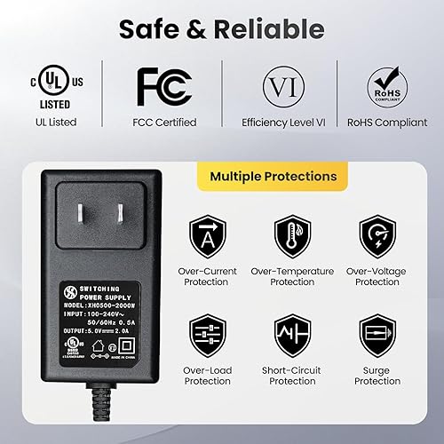Miniatura 3 de Adaptador de fuente de alimentación de 6 pies UL 5V 2A 10W AC DC 2000mA 1A 1000mA 1.5A 1500mA Cable universal para Raspberry Pi, luz LED, marco