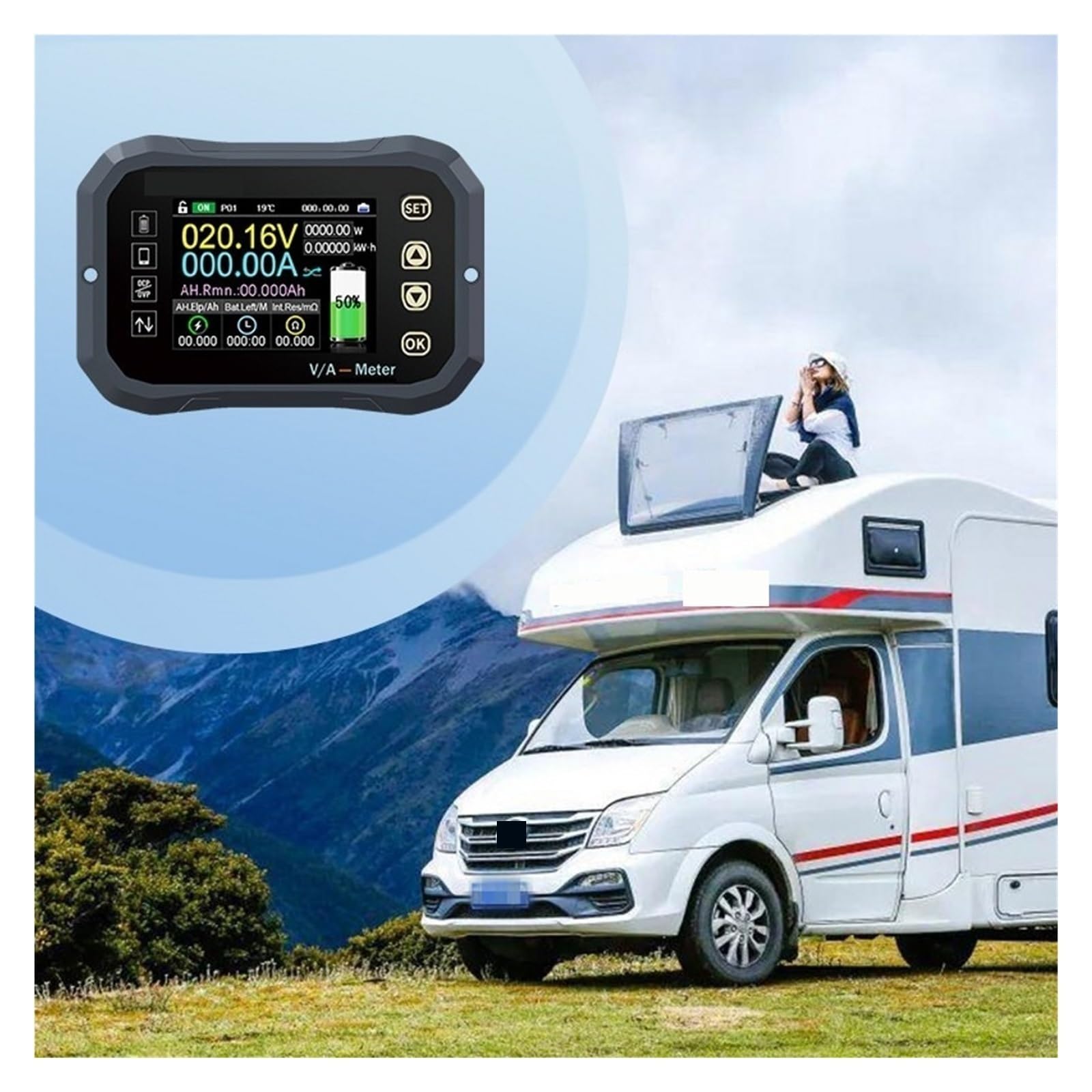 Monitor De Capacidad Medidor Coulomb Batería CC 100A 400A 600A 0-120V Corriente Voltaje Inalámbrico Voltímetro Coulómetro Carro Coche Detección Rápida Precisa(KG140F)