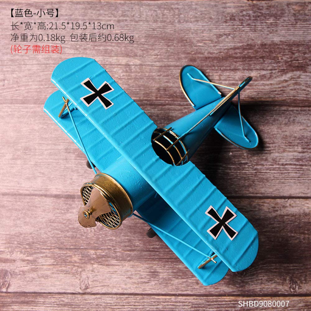 Figurines artisanales avion en fer bleu décoration créative maison