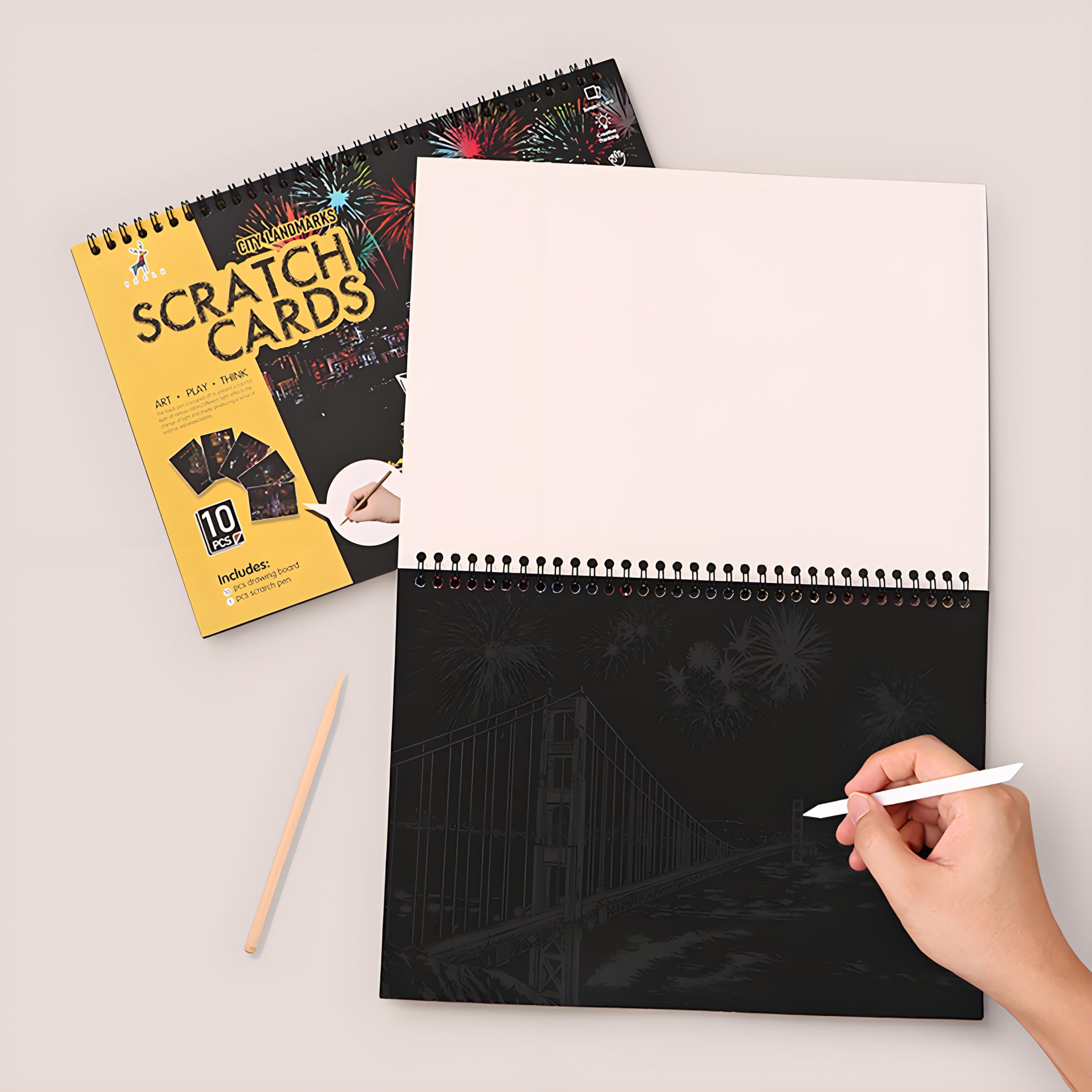 Scratch Art Book For Adults & Teens - 10 Cityscape Pages, Travel Landmark Engraving Kit, Stress Relief Activity - View #5
