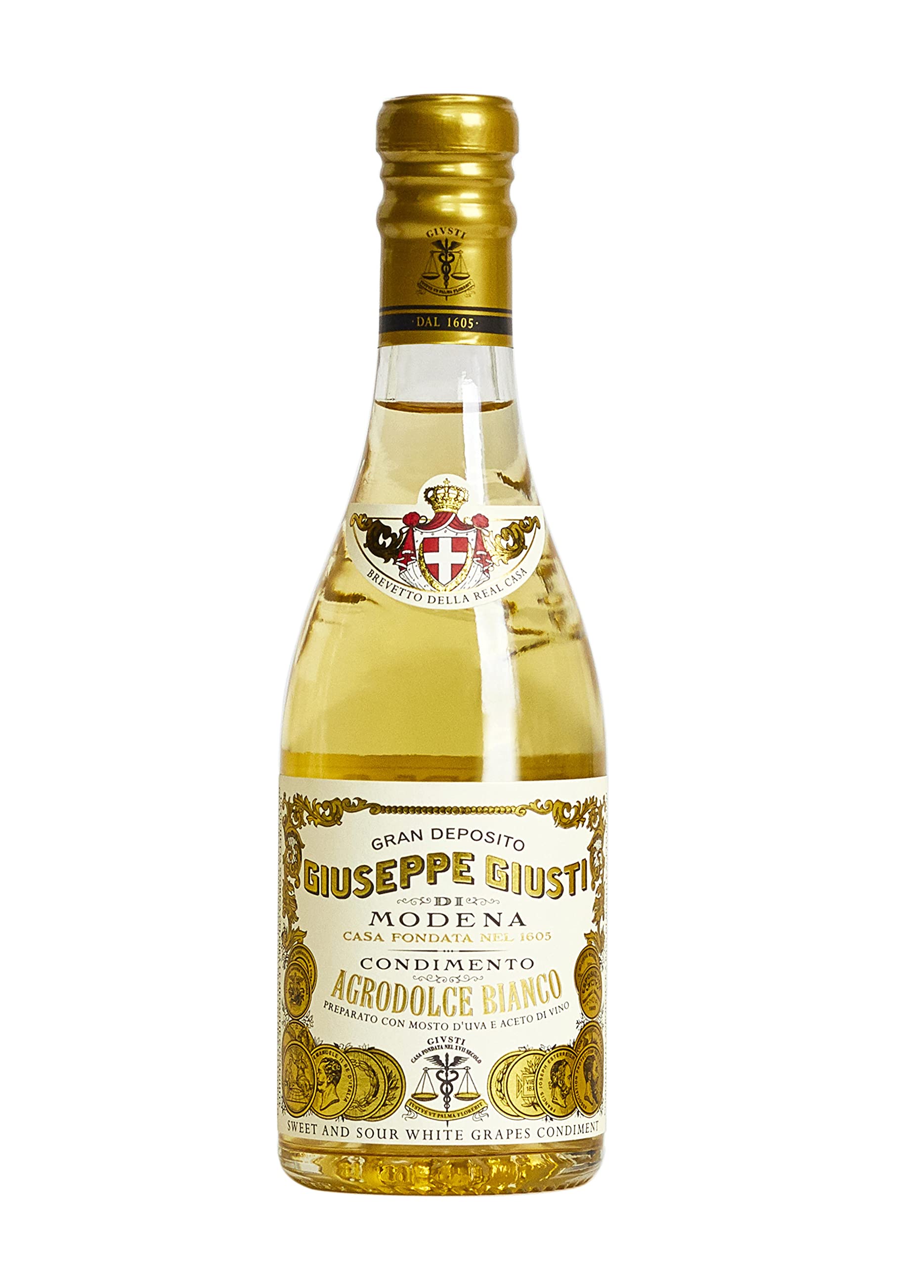 Giusti - Balsamico-Essig aus Modena 3 Goldmedaillen und Condimento Agrodolce Bianco - 2 x 250ml