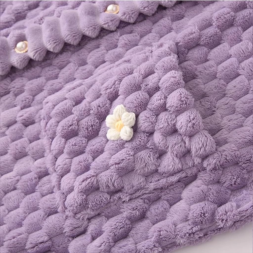 GHYUBYER Peignoir En Polaire Chaud Pour Femme Robe De Chambre, Vêtements De Détente Doux Et Chauds Pour Femmes Avec Boutons Sur Le Devant (Color : Yellow, Size : One size)