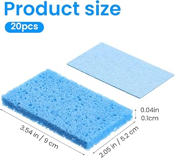 20 PCS Compressed Cellulose Sponges Washing Up, Non Scratch Kitchen Cleaning Sponges, Natural Wood Pulp, Reusable Multipurpose Dish Scrubber for Household Household Bathroom (Blue, Yellow)